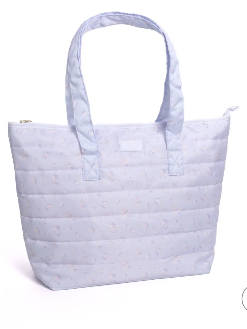 LoveShackFancy Yoobi Everblooming Rosettes Ditsy Quilted Tote Bag Breezy Blue